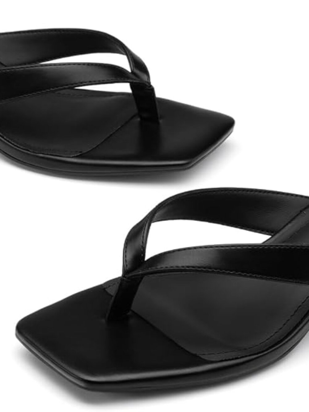Women's Kitten Heels Flip Flops Square Toe Low Heels Slip On Comfortable Summer - Picture 5 of 5
